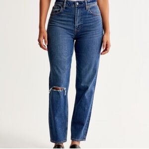 Abercrombie & Fitch The Mom High Rise distressed jeans 32/14
